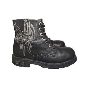 Harley Davidson Footwear Lace Up/Embroidery GINNY Boots Sz 7 Black #85171